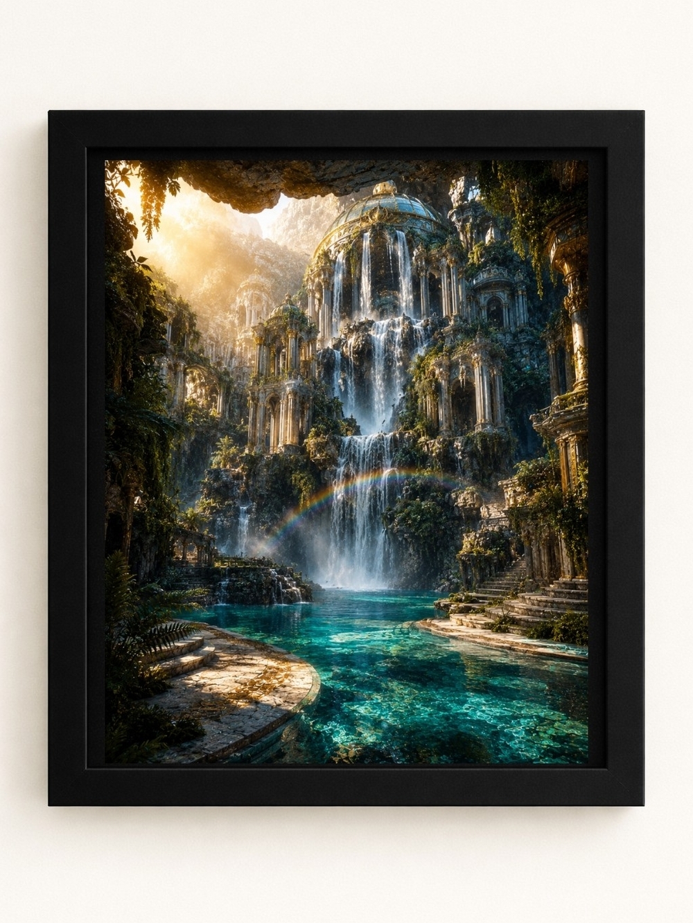 8x10 Framed Aquatic Fantasy Waterfall Art Print